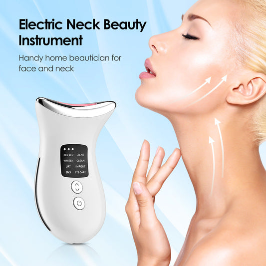EMS Neck Massager - Smart Microcurrent Therapy Device with LED Light & Heat
