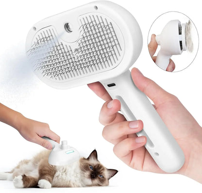 Pet Grooming Brush with Water Spray - 3-in-1 Cat & Dog Hair Remover Comb