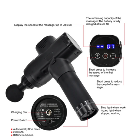 Massage Gun - Deep Tissue Percussion Massager for Muscle Recovery & Pain Relief